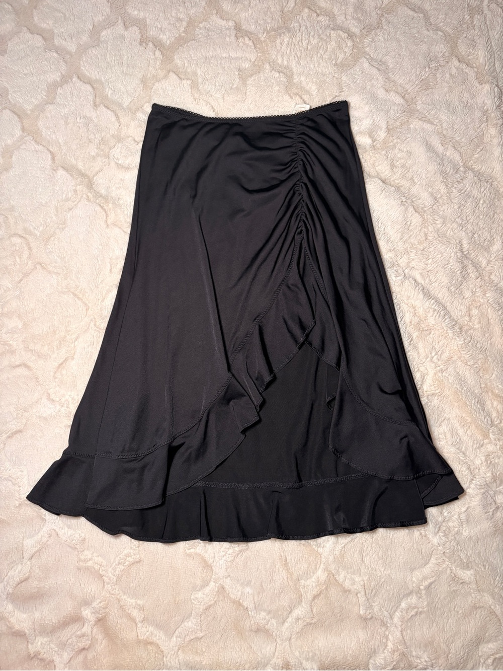 Black Ruffle Midi Skirt